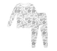 Halloween ensemble 2 pièces pyjama pour filles avec col rond ample large, pajamas set manches longues et pantalon long toile d'araignée Imprimé, vêtements de nuit pour (Watermelon Red, 5-6 Years)