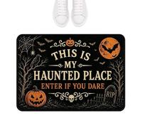 Halloween Entryway Rug - 80x50cm Pumpkin Bat Skull Pattern Halloween Rug