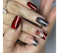 Halloween est facile à appliquer et peut être pressé avec une toile d'araignée argentée, pointe française en plastique ABS réutilisable en forme de cercueil