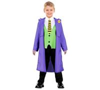 Halloween Evil Clown Costume Enfant : Carnaval Déguisement Cosplay tenue gothique violet uniforme veste chemise pantalon ensemble complet horreur costume Tailcoat pour fête à thème (S, 4-6 ans)