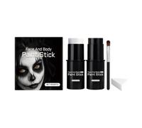 Halloween Face & Body Paint Sticks - Black & White Makeup Stick Set (Includes Brush & Sponge) for Creating Spooky Carnival Party Looks