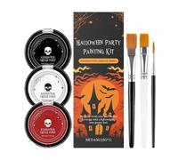 Halloween Face Paint, White Black Red Foundation, Long Lasting Body Paint, Includes Brushes and Tools for Stage, Performance, Themed Party, Women, Men, Cosplay Makeup, Multicolor