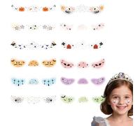 Halloween Face Stickers, 12 Pieces Halloween Freckles Cartoon Stickers, Spooky Cosplay Accessory Temporary Party Supplies for Costume, Arms, Neck, Birthday, and Classroom