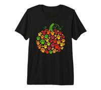 Halloween Fall Colors Dog Paw Pumpkin T-Shirt Haut de Gamme
