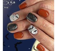 Halloween False Nails Nails En Plastique Stickers Avec Des Conceptions De Crâne De Chauve-souris Fantomatique Pour Les Costumes Party Beauty Access Abs Abs Nail Stickers