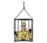 'halloween Farfelu Cage Squelette en Plastique, Yeux Brillants, Tête | Accessoire Décoratif pour Bar et Photo Prop, Fait des Bruits Horribles, Style Prison Fantôme