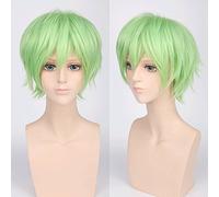 Halloween Fashion Christmas Party Dress Up Wig Cos Wig Juvenile Anti-Curled Short Hair Color Universal Men'S Wig Cosplay Anime Wig Color:Pl-002-20#Apple Green