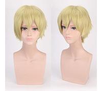 Halloween Fashion Christmas Party Dress Up Wig Cos Wig Juvenile Anti-Curled Short Hair Color Universal Men'S Wig Cosplay Anime Wig Color:Pl-002-29#草黄