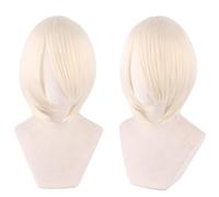 Halloween Fashion Christmas Party Dress Up Wig Cosplay Wig Short Hair Thickened Face Closing Face Short Hair Color Bobo Headgear Color:3021-03/Off-White