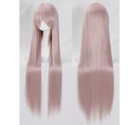 Halloween Fashion Christmas Party Dress Up Wig Cosplay Wig Universal 100Cm Color Long Straight Hair Cos Animation High Temperature Wire 099 Color:Rose Net 035 [1 Meter]