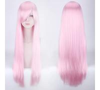 Halloween Fashion Christmas Party Dress Up Wig Cosplay Wig Universal 80Cm Color Long Straight Hair Style For Men And Women Universal Straight Hair Color:Zf80-018 Water Pink (Rose Net)
