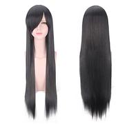 Halloween Fashion Christmas Party Dress Up Wig Cosplay Wig Universal 80Cm Color Long Straight Hair Style Men And Women Universal Straight Hair Color:Zf80-07 Black (Rose Net)