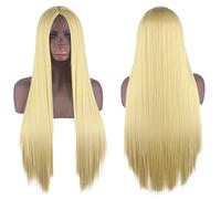 Halloween Fashion Christmas Party Dress Up Wig Cosplay Wig Universal Scalp Black Long Straight Hair 80Cm Anime Wig Color: Light Yellow