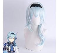 Halloween Fashion Christmas Party Dress Up Wig Original God Youla Cos Wig Blue Pick White Upturned Micro-Roll Cosplay Anime Fake Hair