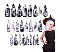 Halloween Faux - Ghost Pochch, Halloween Fake | Ensemble de conception de faux ongles réutilisable pour hommes femmes adultes, manucure de style salon facile à appliquer, conseils léger