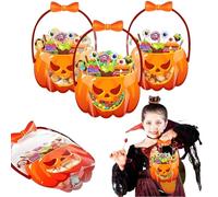 Halloween Favor Bags Transparent Pumpkin Sealed Pouches, Halloween Treat Bags With Handles Reusable, Candy Treat For Holiday Party Candy Gift Supplies Decoration(30pcs)
