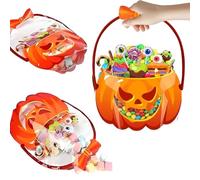 Halloween Favor Bags Transparent Pumpkin Sealed Pouches, Halloween Treat Bags With Handles Reusable, Candy Treat For Holiday Party Candy Gift Supplies Decoration(20pcs)