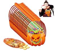 Halloween Favor Bags Transparent Pumpkin Sealed Pouches, Halloween Treat Bags With Handles Reusable, Candy Treat For Holiday Party Candy Gift Supplies Decoration(100pcs)
