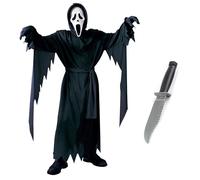 Halloween fête Reaper Cosplay mort déguisement Performance noir démon Costume fantôme effrayant crâne masque adulte cri Costume Set 4