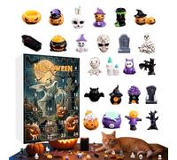 Halloween Figurine Advent, Spooky Countdown Calendar, 10.24x7.09x0.98 Inches Resin Desktop Decoration, 24-Day Collectible Display, Haunted Theme Keepsake, for Windowsill Fireplace Mantel Party Setup