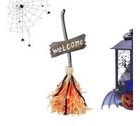 Halloween Floating Broom - Assaissement De Sorcière Volant Éclairé, Décoration Effrayante Animée, Balais En Plein Air Brillant | Ornement Effrayant Avec Un Son De Rire Pour Le Porche Jardin Arrière-co