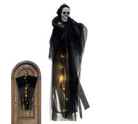 Halloween Flying Ghost, décoration Horreur éclairée, fantôme du crâne, Accessoire extérieur hangable Effrayant, amplificateur d'atmosphère effrayante pour Arbre, Porche, Maison hantée, 35.43x