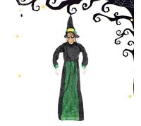 Halloween Flying Witch - 20 pouces de mouvement suspendu, décoration suspendue fantomatique, ornement extérieur effrayant pour les paysages de vacances | Yeux LED clignotants PROP PROP POUR