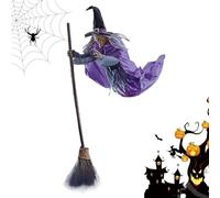 Halloween Flying Witch - Hovering Effrayant, Décor Spectral En Suspendu | Fonction Audio Activée Par Le Mouvement Pour Le Jardin De La Figure Flottante Réaliste, Affichage D'un