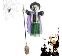 Halloween Flying Witch, Hovering Witch Prop, Scary Sound Decor, Horror Themed Ornament, Spooky Hanging Decoration for Tree Display, Garden Setup, Front Yard Scare, Indoor Porch, Courtyard Patio