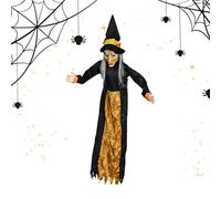 Halloween Flying Witch - LED Eyes, Sound Activing | Pendentif hanté fascinant, décor de sorcier extérieur effrayant pour entrée de jardin mural, ornement d'Halloween de fête
