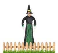 Halloween Flying Witch, Light-Up Witch Decor with Sound Activation, Scary Hanging Haunted House Prop, Creepy Ornament for Classrooms Entrance Hallway Patio Garden Wall Yard Display