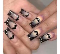 Halloween French Manucure Base avec Conseil Noir Recyclable Persiste Artificiel pour Femmes Studio Standard ABS Substance ABS Qualité Française Faux pour Femmes