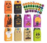 Halloween Friandises Sacs Party Favors - 80 sacs de bonbons d'Halloween pour enfants pour des trucs ou des friandises + 84 autocollants pour Halloween, mini des sacs de friandises pour Halloween