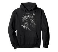 Halloween Funny Cat Selfie Bigfoot Squelette Fantôme Halloween Sweat à Capuche