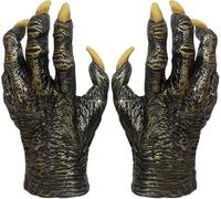 Halloween Gants de Loup-Garou Réalistes Gants de Monstre en Os de Squelette avec Griffes Gant à Pattes de Diable Vampire Gothique Accessoires pour Costume d'Halloween Fête COSPLAY Maison Hantée