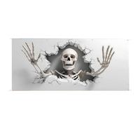 Halloween Garage Banner - Polyester Skeleton Door Cover With Haunted House