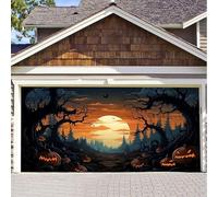 Halloween Garage Door Cover, Garage Door Cover 7x8 / 7x16 Ft, Decorations(A,7x16 FT)