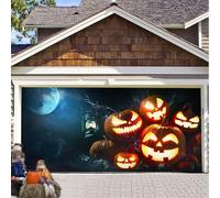Halloween Garage Door Cover, Garage Door Cover 7x8 / 7x16 Ft, Decorations(E,7x16 FT)