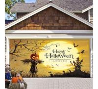Halloween Garage Door Cover, Garage Door Cover 7x8 / 7x16 Ft, Decorations(F,7x8 FT)