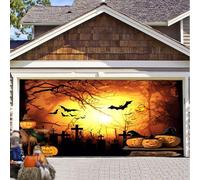 Halloween Garage Door Cover, Garage Door Cover 7x8 / 7x16 Ft, Decorations(K,7x8 FT)