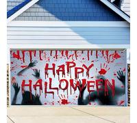Halloween Garage Door Decorations, Halloween Scary Spooky Pumpkin Background Large Hanging Backdrop Door Cover for Outdoor Home Yard Garage Door Decorations(E,400x180cm/13x6ft)