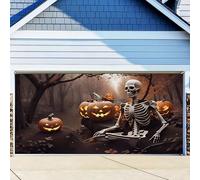 Halloween Garage Door Decorations, Halloween Scary Spooky Pumpkin Background Large Hanging Backdrop Door Cover for Outdoor Home Yard Garage Door Decorations(H,480x210cm/16x7ft)