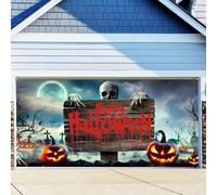 Halloween Garage Door Decorations, Halloween Scary Spooky Pumpkin Background Large Hanging Backdrop Door Cover for Outdoor Home Yard Garage Door Decorations(G,240x210cm/8x7ft)