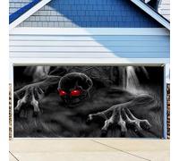 Halloween Garage Door Decorations, Halloween Scary Spooky Pumpkin Background Large Hanging Backdrop Door Cover for Outdoor Home Yard Garage Door Decorations(D,400x180cm/13x6ft)