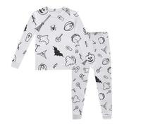 Halloween Garçons 6 Ans Couche Pyjama pour enfants, manches longues, pantalon long, doux et confortable, vêtements de nuit filles, tout-petits, Halloween, Noël, Maillot 3 Longue(Blanc,8 ans)