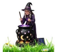 Halloween Garden Light - Solar Witch Cauldron | Resin Lawn Decor