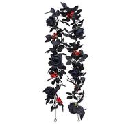Halloween Garland, 69 Pouces Roses de Soie vignes Noires Fleurs avec des Baies Rouges Fausse Rose Guirlande pour Halloween Gothique de Mariage Table maître la pièce maîtresse