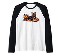Halloween German Shepherd Pumpkin Graphic for Dog Lover Manche Raglan
