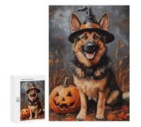 Halloween German Shepherd with Pumpkin Puzzle 1000 Pièces Educa Jouet en Bois Cadeau Unique Décoration Intérieure Jeu Éducatif Challenge Toy Adultes Et Enfants À Partir De 14 Ans 300 PCS