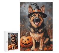 Halloween German Shepherd with Pumpkin Puzzle 1000 Pièces Educa Jouet en Bois Cadeau Unique Décoration Intérieure Jeu Éducatif Challenge Toy Adultes Et Enfants À Partir De 14 Ans 1000 PCS